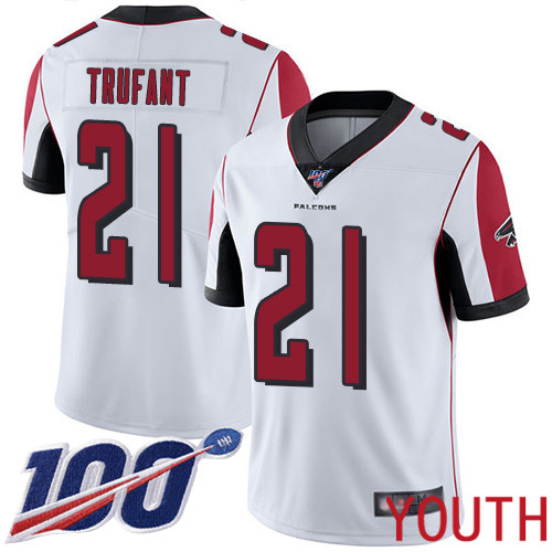 Atlanta Falcons Limited White Youth Desmond Trufant Road Jersey NFL Football #21 100th Season Vapor Untouchable->youth nfl jersey->Youth Jersey